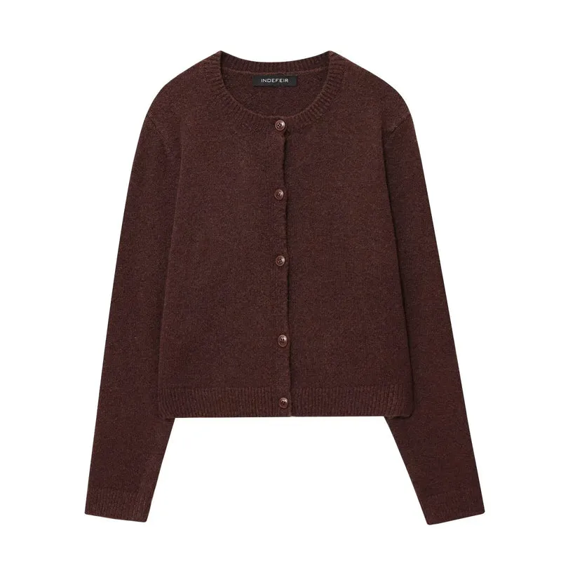 Damen Rundhals-Cardigan mit Knopfleiste und feiner Rippkante Nord Taschen