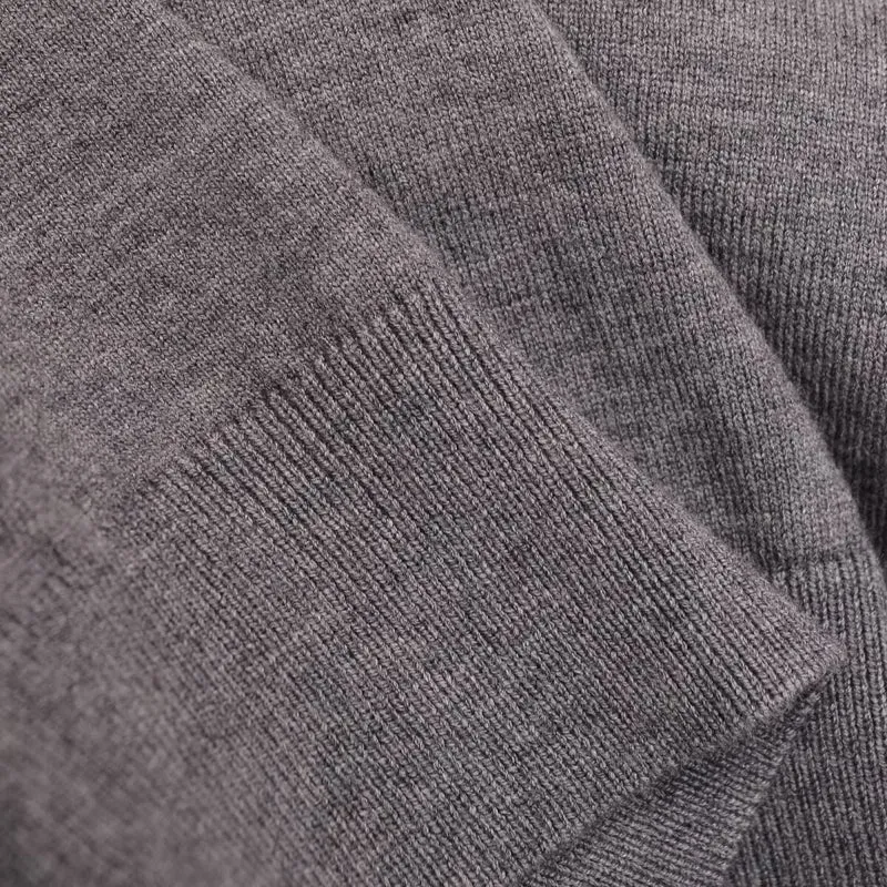 Damen Polokragen-Feinstrickpullover mit Knopfleiste und geripptem Saum Nord Taschen