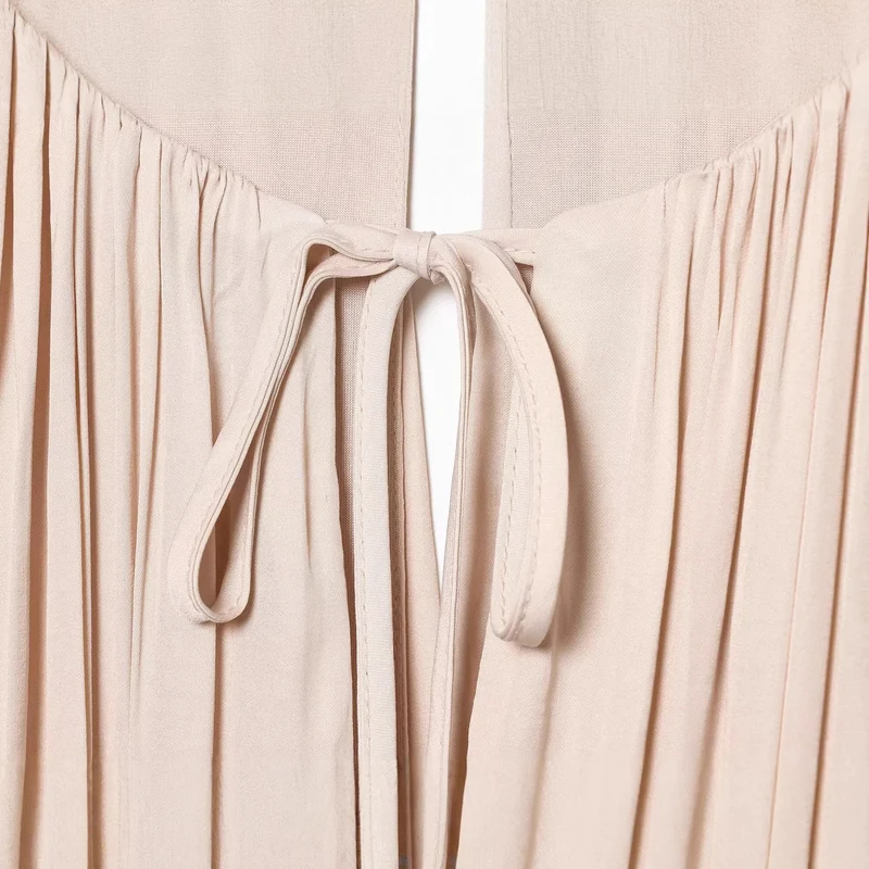 Damen Plissiertes Wickelkleid mit Volantrock und Balloonärmeln Nord Taschen