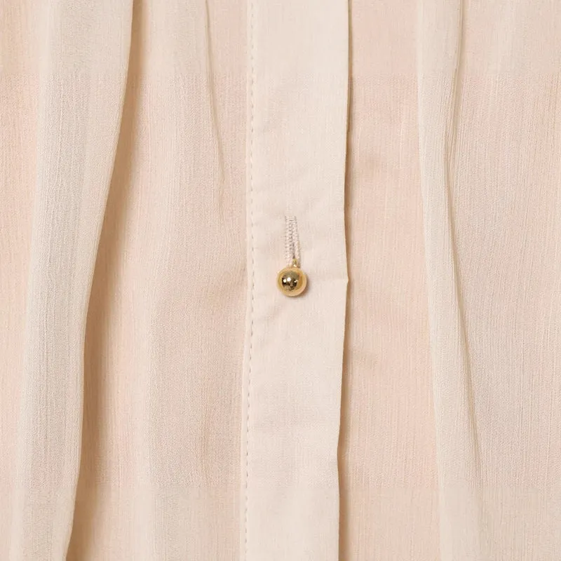 Damen Plissiertes Hemdblusenkleid mit Stehkragen, durchgehender Knopfleiste und Taillengürtel Nord Taschen