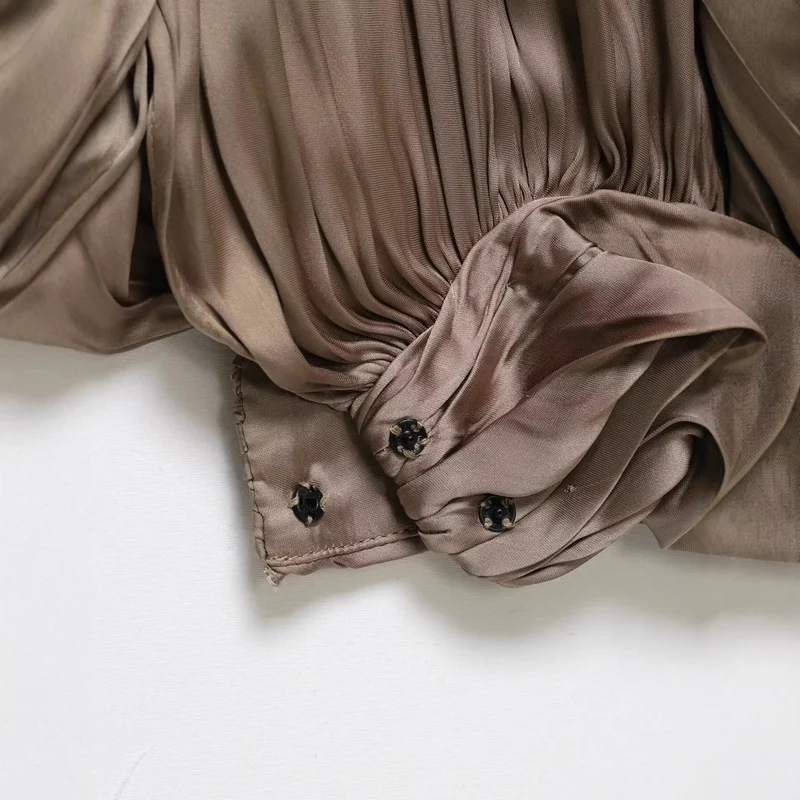 Damen Plissierter Satin‑Haremrock mit voluminöser Silhouette und gerafften Bündchen Nord Taschen
