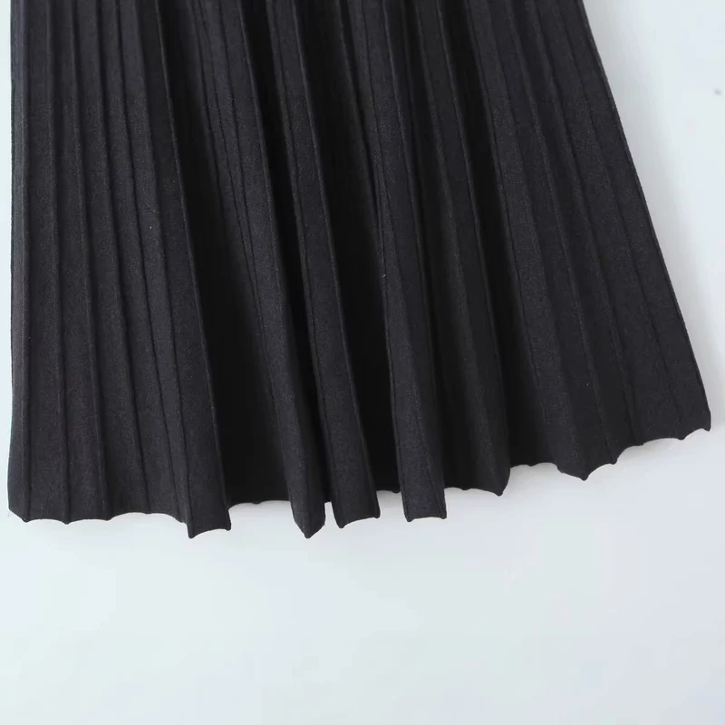 Damen Plissierter Maxirock mit hoher Taille und Elastikbund Nord Taschen