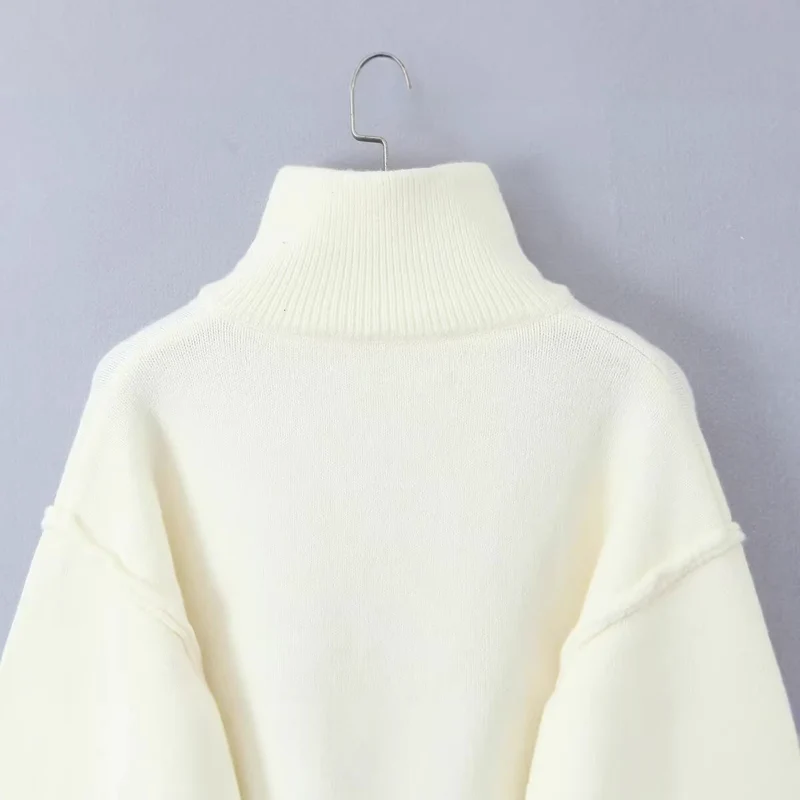 Damen Oversized Zipp-Cardigan aus feinem Strick mit hohem Rippkragen Nord Taschen