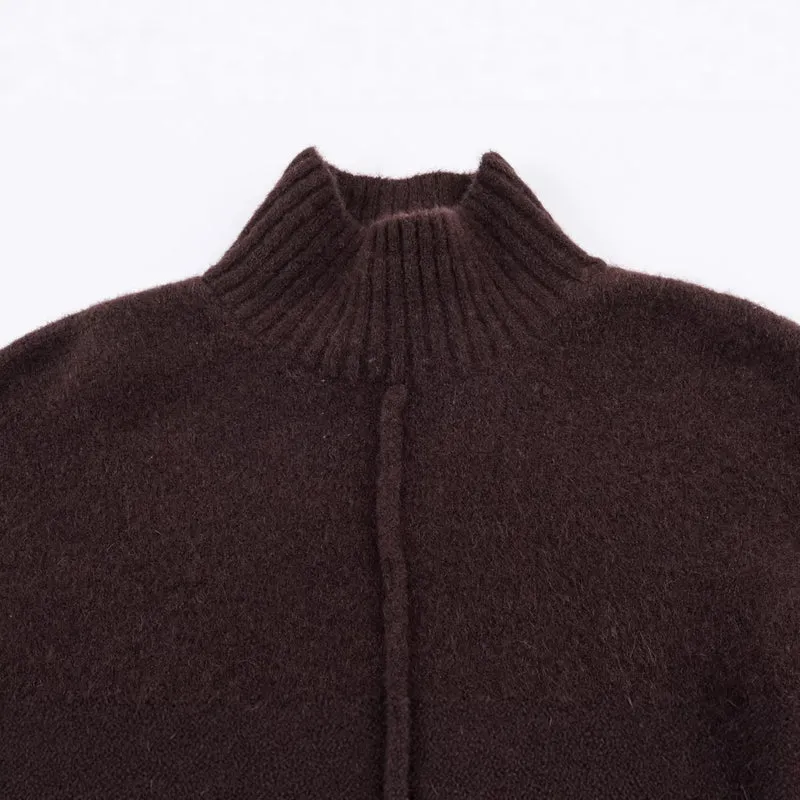 Damen Oversized Strickkleid mit Rollkragen und Ballonärmeln Nord Taschen