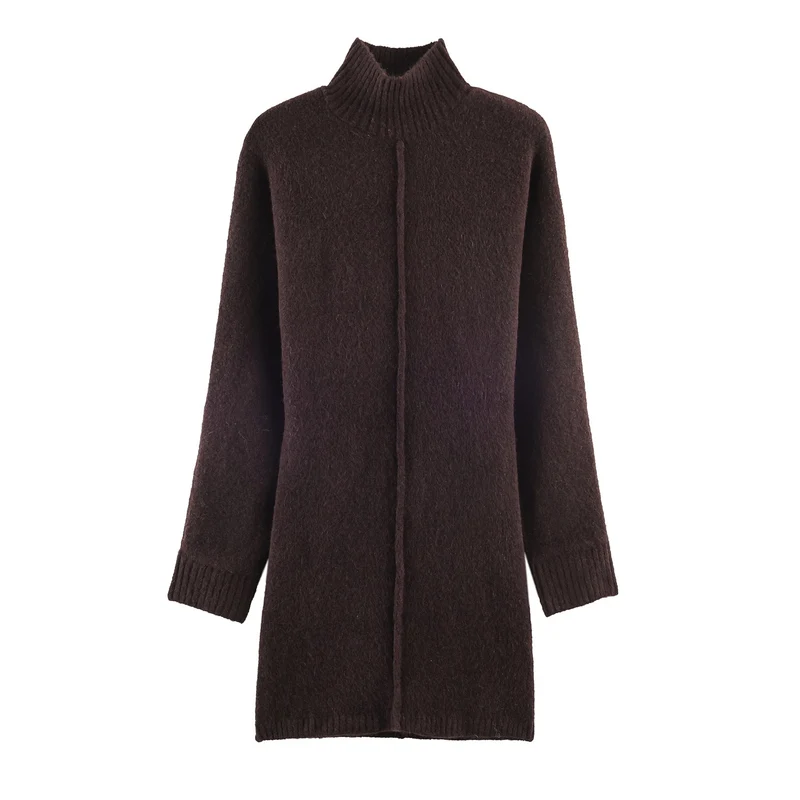 Damen Oversized Strickkleid mit Rollkragen und Ballonärmeln Nord Taschen
