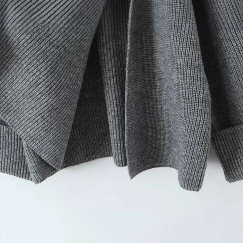 Damen Oversized Rollkragen‑Strickpullover mit Rippstruktur Nord Taschen