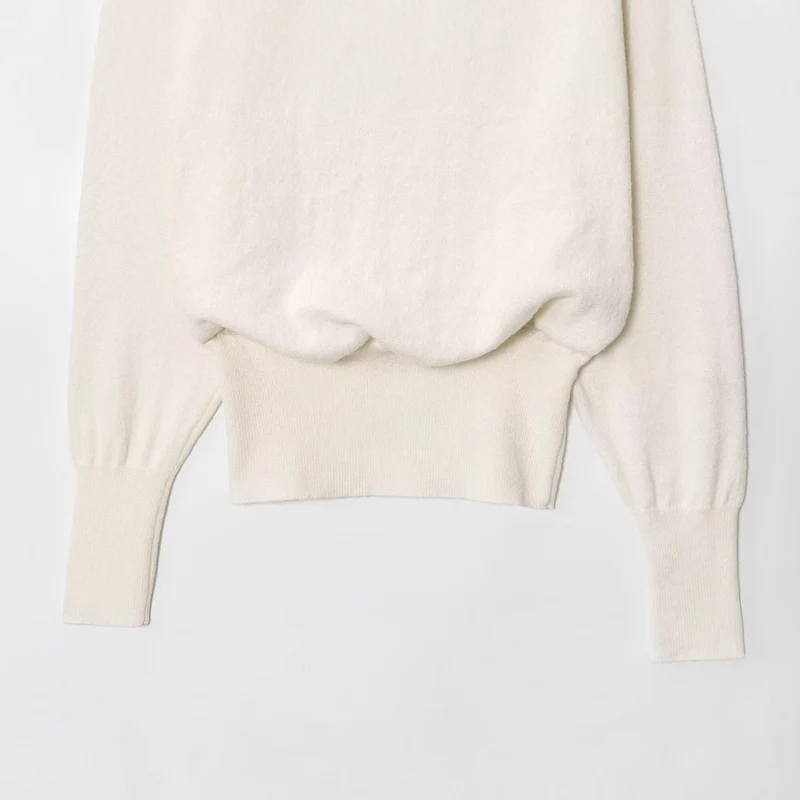 Damen Oversized Off-Shoulder-Cropped-Pullover mit Ballonärmeln Nord Taschen
