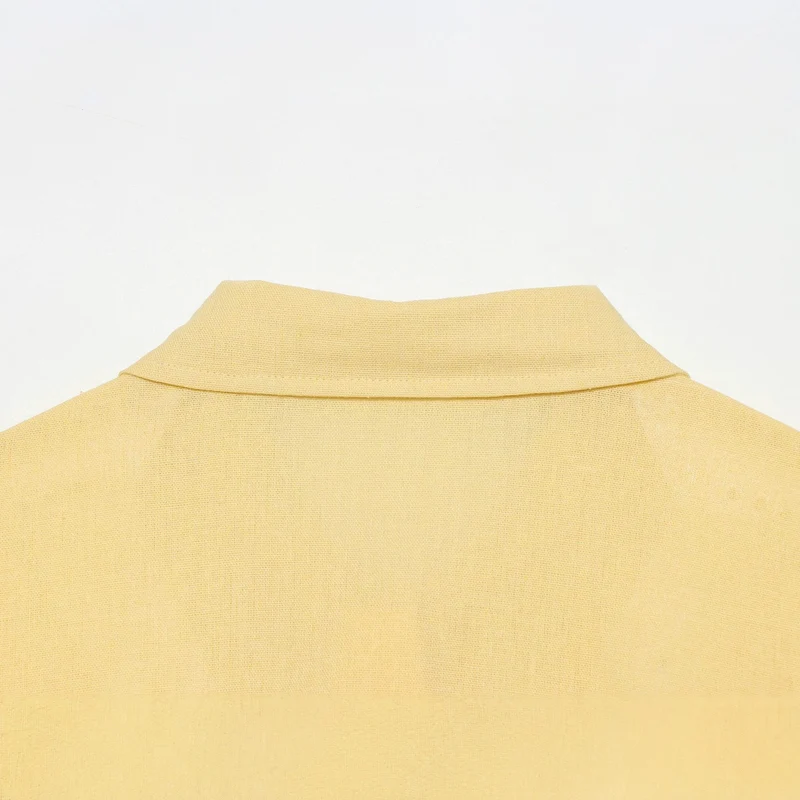 Damen Oversized Leinenoptik-Hemdbluse mit verdeckter Knopfleiste und Manschetten Nord Taschen