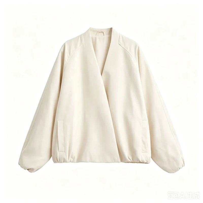 Damen Oversized Kimono-Übergangsjacke mit Raglanärmeln und elastischem Saum Nord Taschen