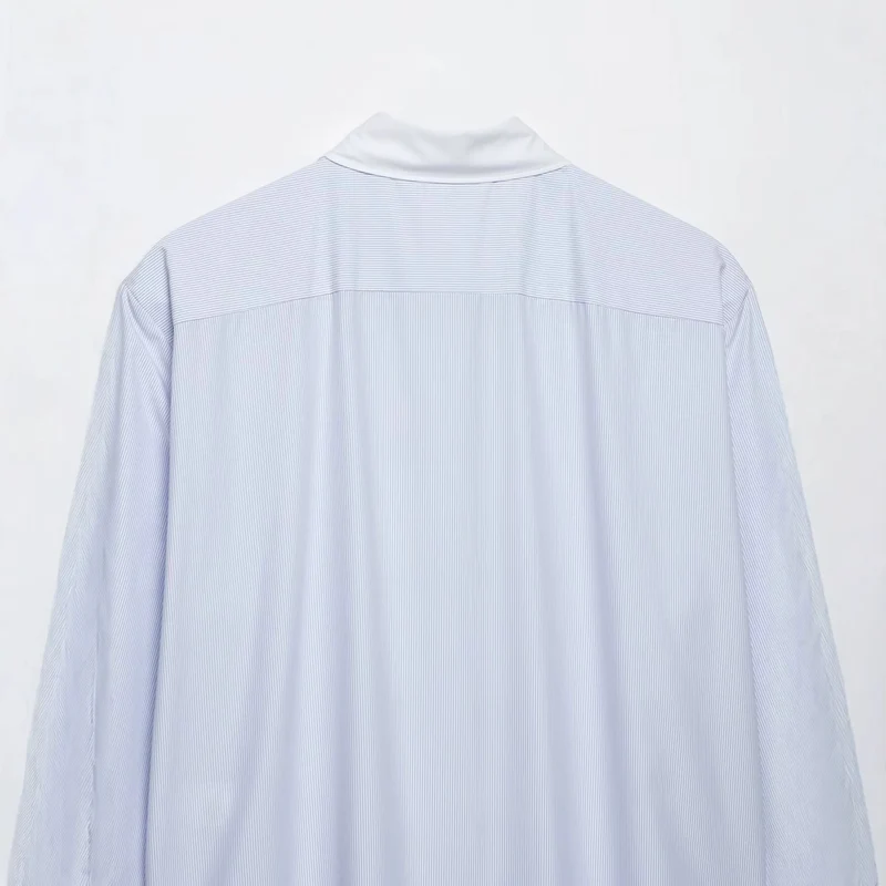 Damen Oversized Hemdbluse mit Kontrastkragen und dekorativen Knotenverschlüssen Nord Taschen