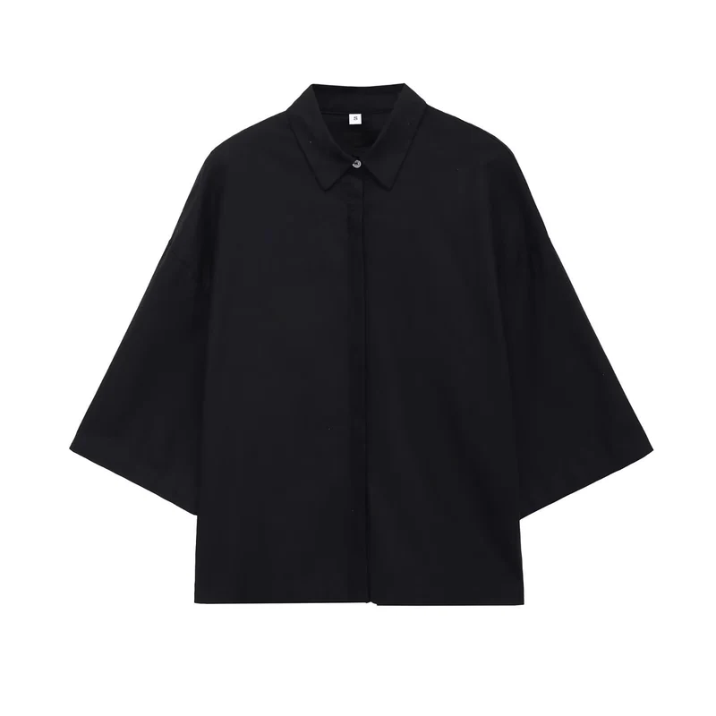 Damen Oversized-Hemdbluse mit kastiger Silhouette und Fledermausärmeln Nord Taschen