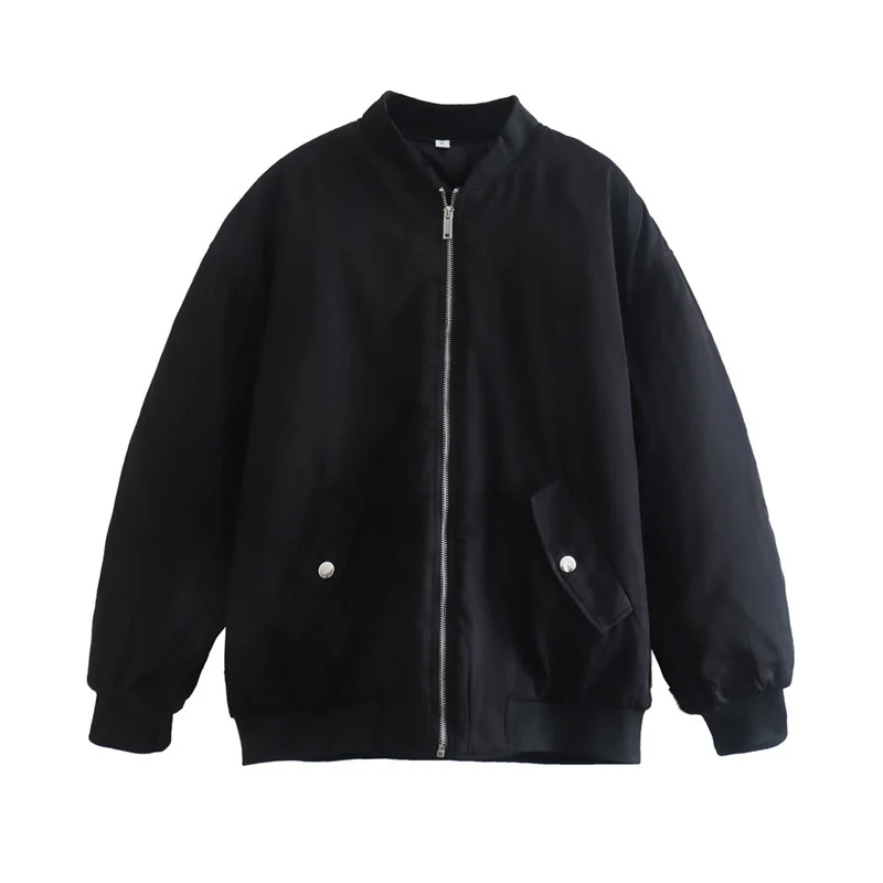 Damen Oversized Bomberjacke im Boxy‑Schnitt mit Reißverschluss, Rippbündchen und Klappentaschen Nord Taschen