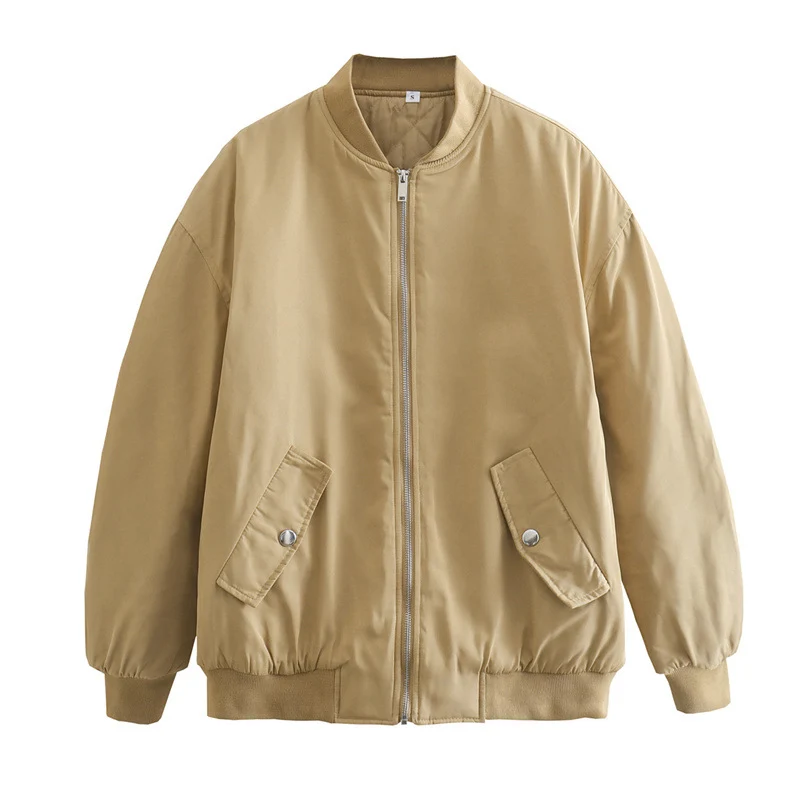 Damen Oversized Bomberjacke im Boxy‑Schnitt mit Reißverschluss, Rippbündchen und Klappentaschen Nord Taschen