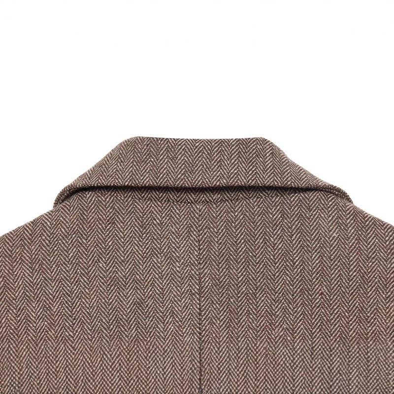 Damen Oversized Blazer-Mantel im Fischgrätmuster mit Taillengürtel Nord Taschen