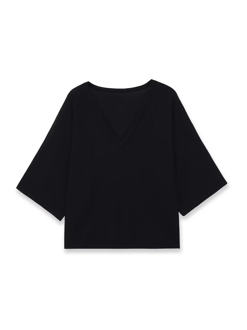 Damen Oversize V-Ausschnitt-Top mit Kimonoärmeln Nord Taschen