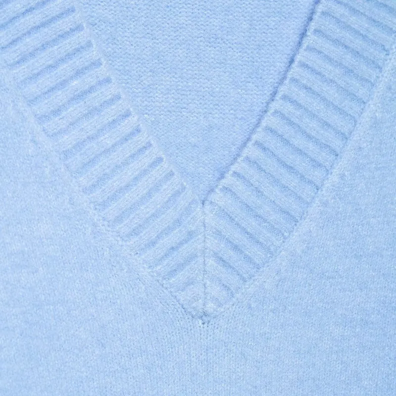 Damen Oversize V-Ausschnitt Pullover mit überschnittenen Schultern und breitem Rippbund Nord Taschen