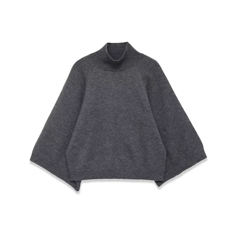 Damen Oversize Strickponcho mit Rollkragen und Raglanärmeln Nord Taschen
