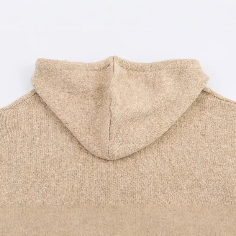 Damen Oversize-Strickkapuzenjacke mit Reißverschluss und Kängurutaschen Nord Taschen