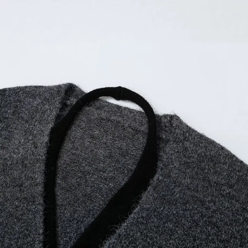 Damen Oversize Strickcardigan mit tiefem V Ausschnitt und Rippbund Nord Taschen