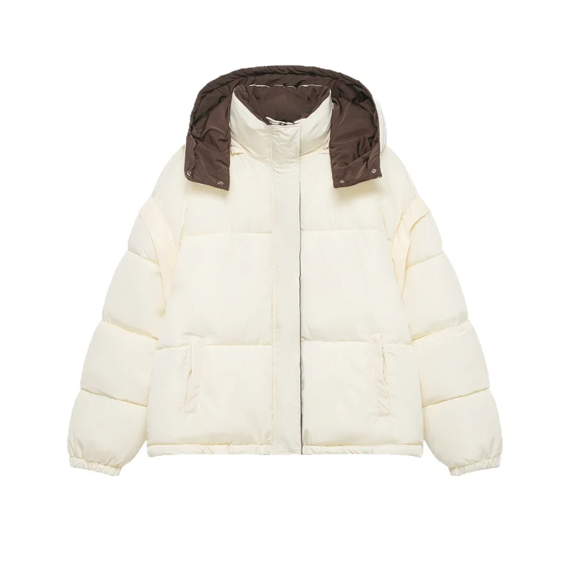 Damen Oversize-Steppjacke mit Kapuze und hohem Stehkragen Nord Taschen