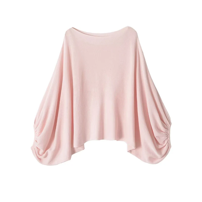 Damen Oversize-Poncho mit Fledermausärmeln und gerafftem Saum Nord Taschen