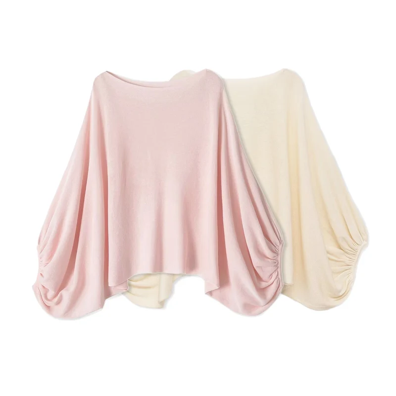 Damen Oversize-Poncho mit Fledermausärmeln und gerafftem Saum Nord Taschen