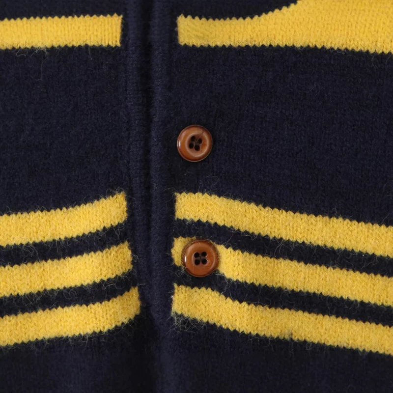 Damen Oversize Polokragen-Strickpullover mit mehrfarbigen Streifen und Rippbündchen Nord Taschen