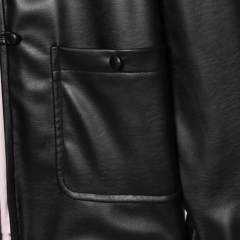 Damen Oversize Kunstlederjacke mit kinesi‑inspirierten Kordelverschlüssen Nord Taschen