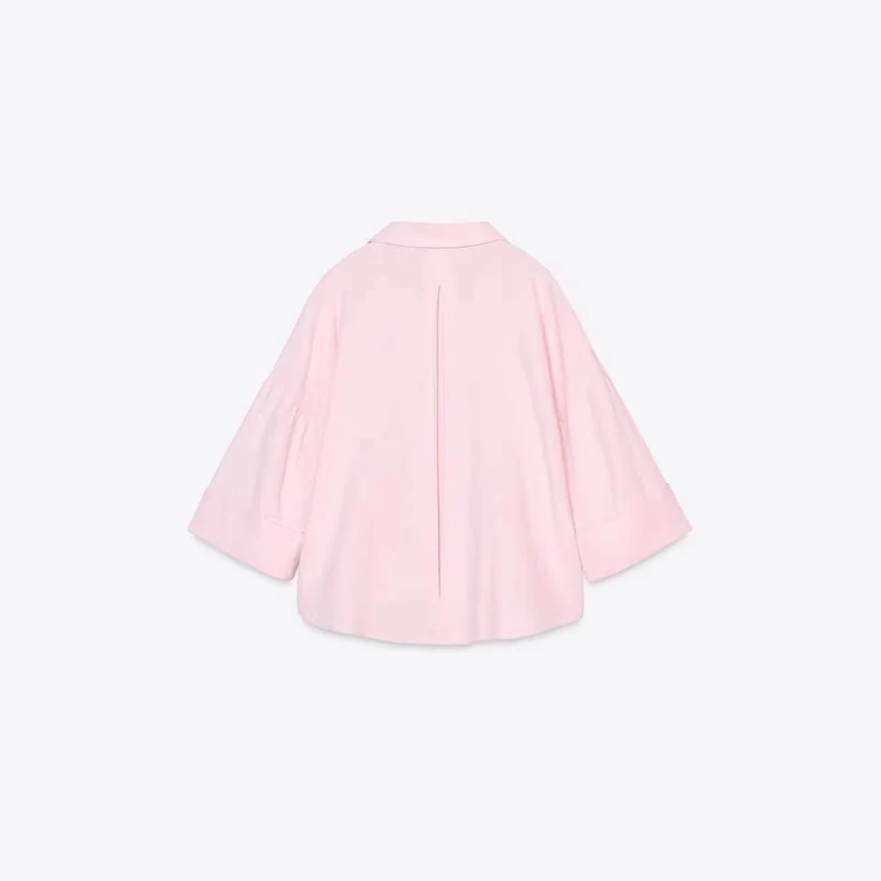 Damen Oversize-Hemdbluse mit vertikalem Streifenmuster und verlängertem Rücken Nord Taschen
