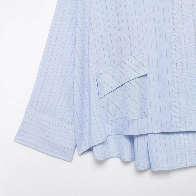 Damen Oversize-Hemdbluse mit Stehkragen, asymmetrischer Knopfleiste und hohem Saum Nord Taschen