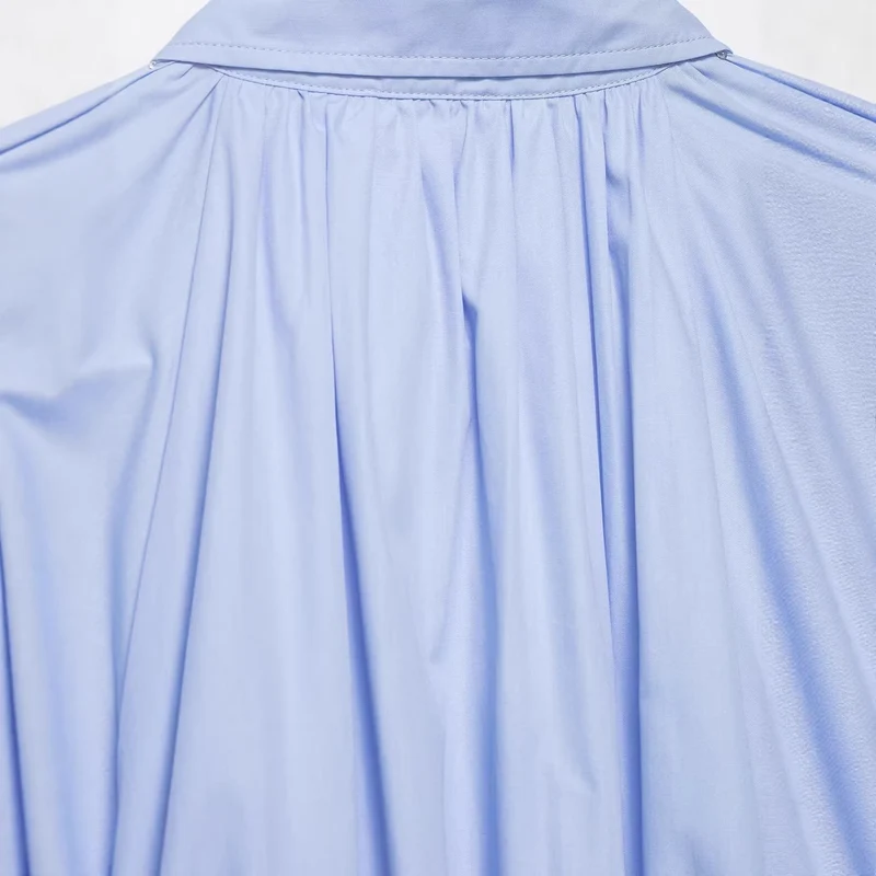 Damen Oversize-Hemdbluse mit Faltenlegung, Ballonärmeln und gerafftem Saum Nord Taschen