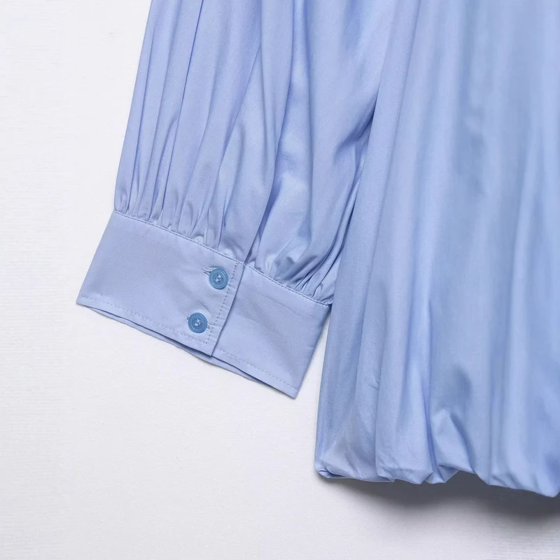 Damen Oversize-Hemdbluse mit Faltenlegung, Ballonärmeln und gerafftem Saum Nord Taschen