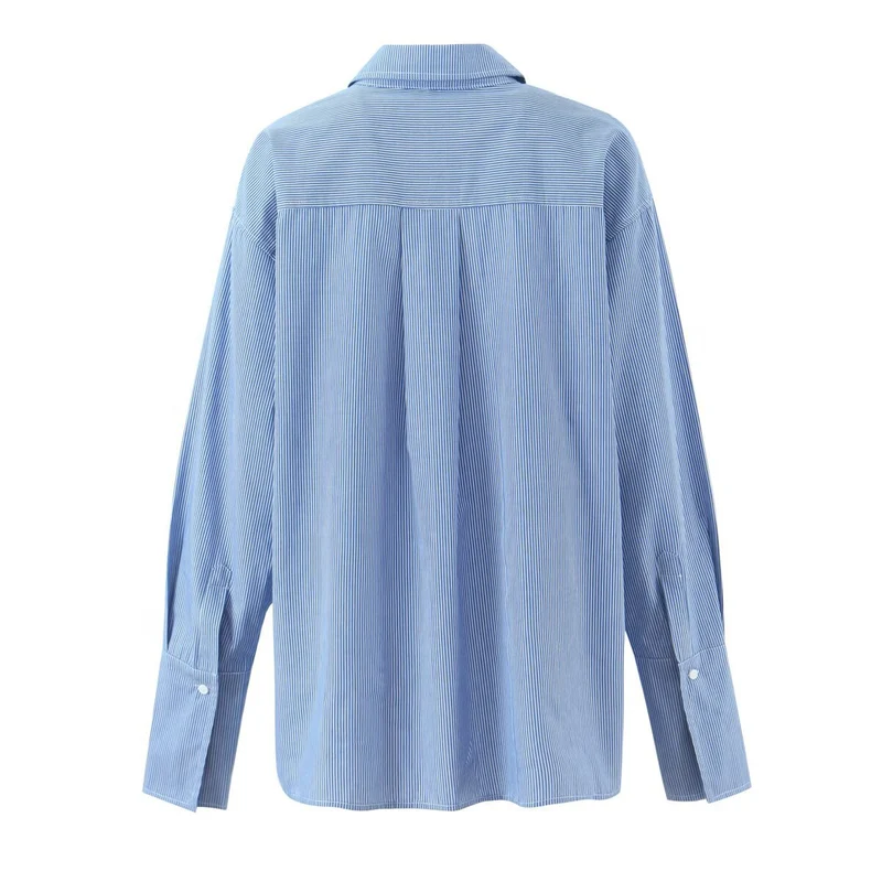 Damen Oversize-Hemdbluse mit Brusttasche und verlängerten Manschetten Nord Taschen