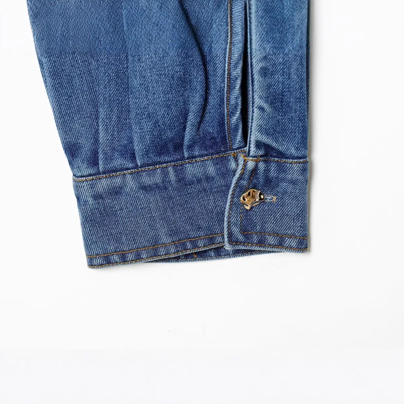 Damen Oversize Denim-Pulloverjacke mit halber Knopfleiste Nord Taschen