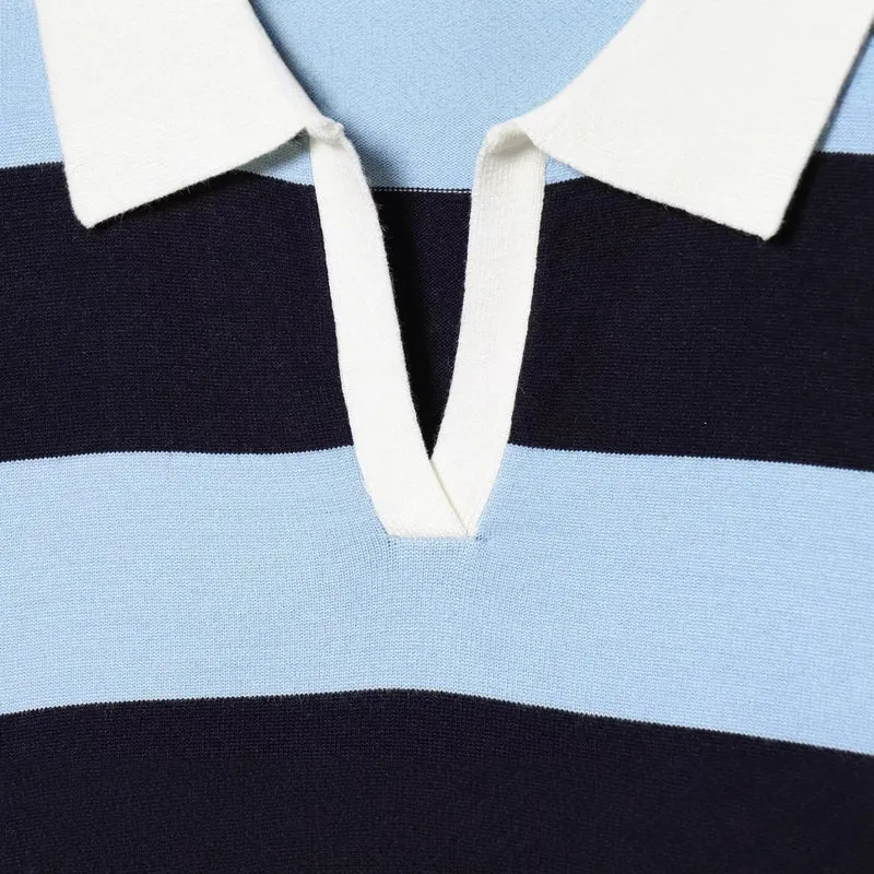 Damen Oversize Cropped Rugby-Pullover mit Polokragen und V‑Ausschnitt Nord Taschen