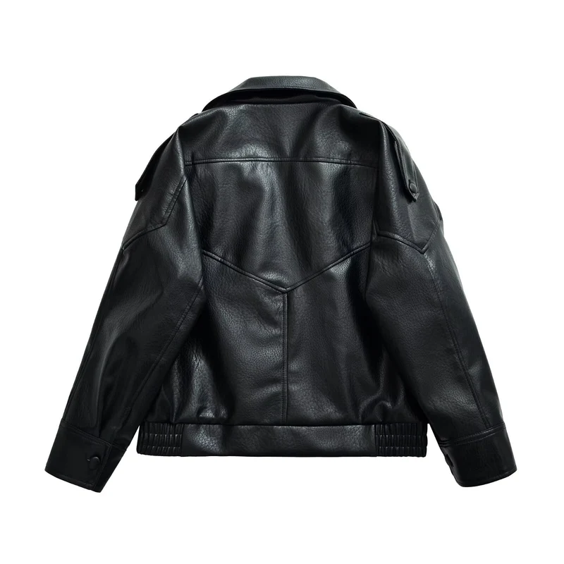 Damen Oversize-Bomberjacke im Biker-Mix mit Revers und elastischem Taillenbund Nord Taschen