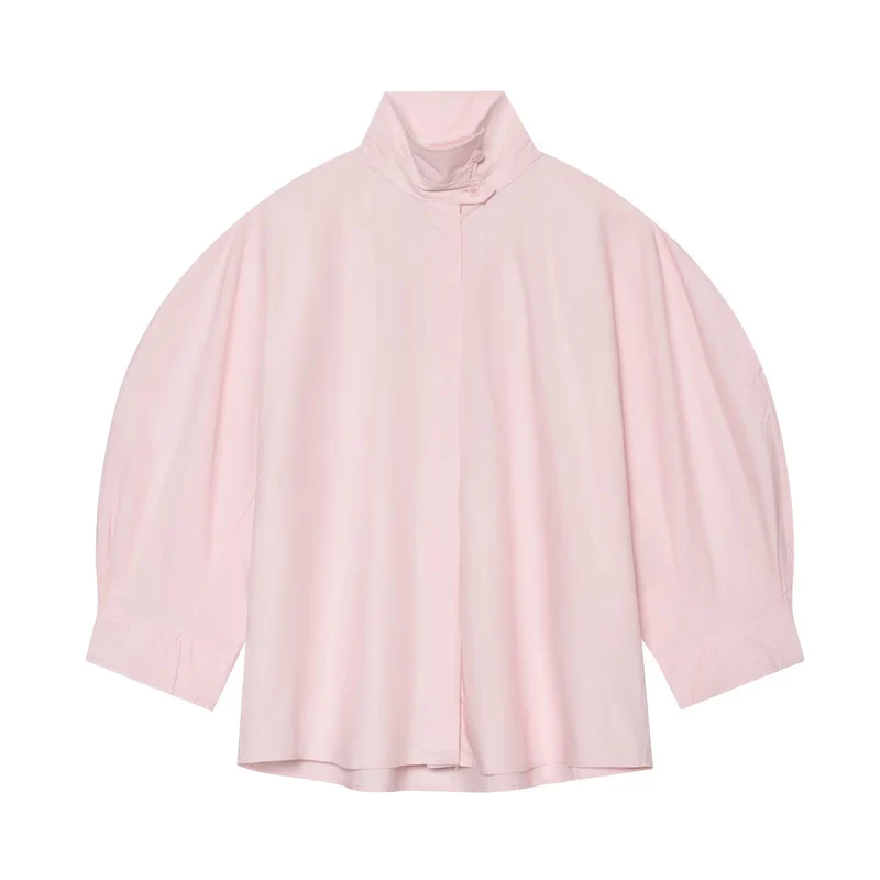 Damen Oversize-Bluse mit Stehkragen und Kimonoärmeln Nord Taschen