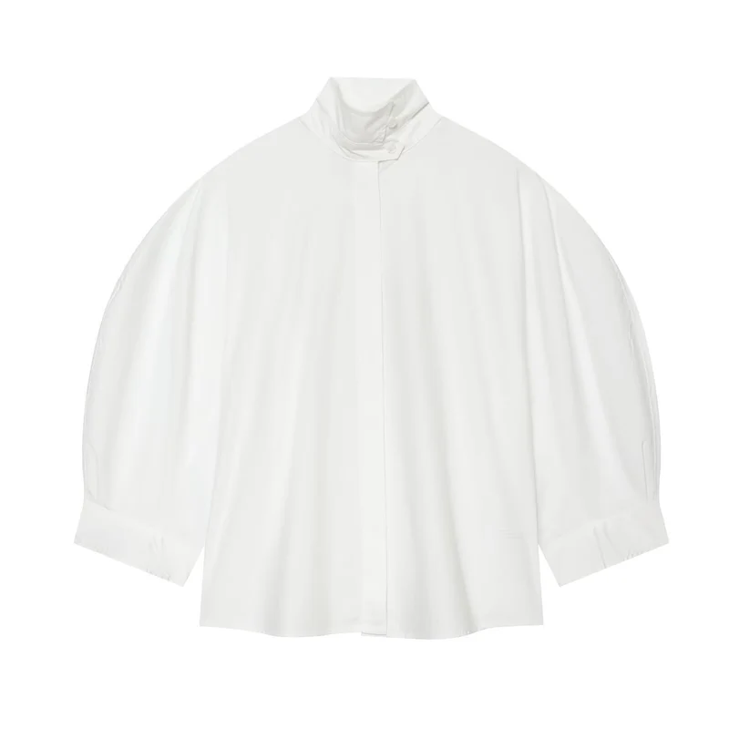 Damen Oversize-Bluse mit Stehkragen und Kimonoärmeln Nord Taschen