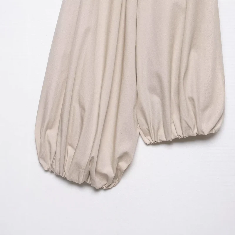 Damen Oversize Bluse mit Ballonärmeln und Halstuchkragen Nord Taschen