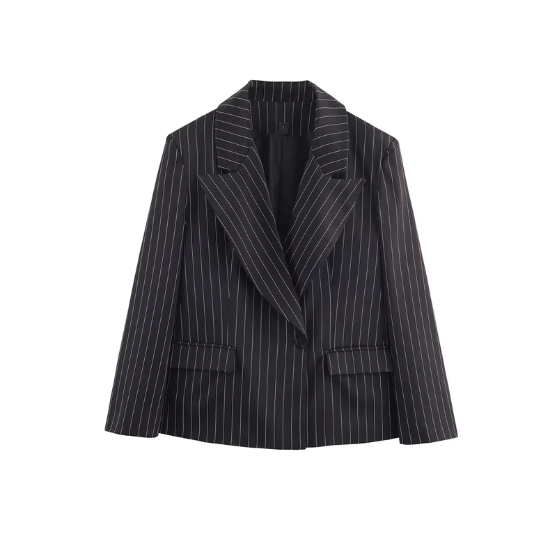 Damen Nadelstreifen-Blazer mit weitem Revers und Pattentaschen Nord Taschen