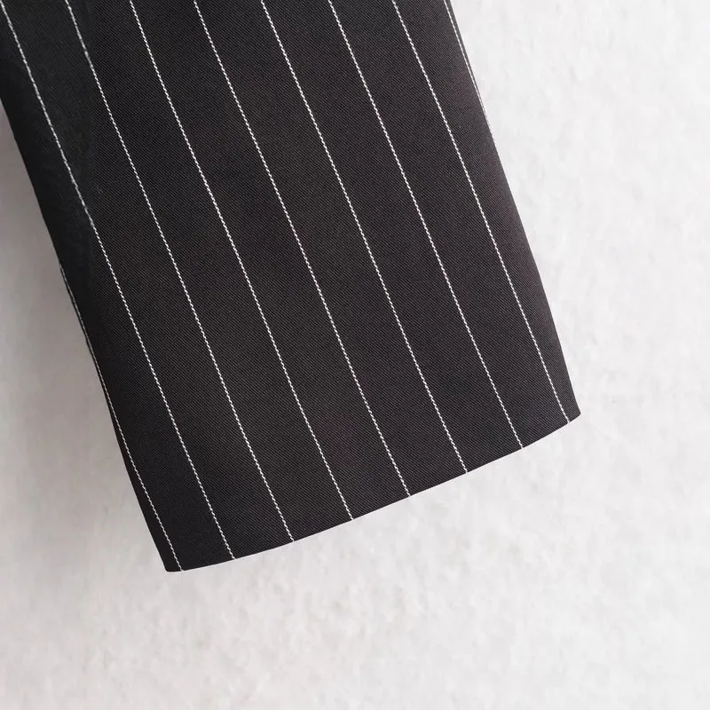 Damen Nadelstreifen-Blazer mit weitem Revers und Pattentaschen Nord Taschen