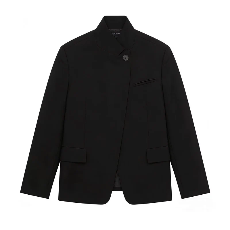 Damen Moderner schlanker Blazer mit asymmetrischer Knopfleiste und Stehkragen Nord Taschen