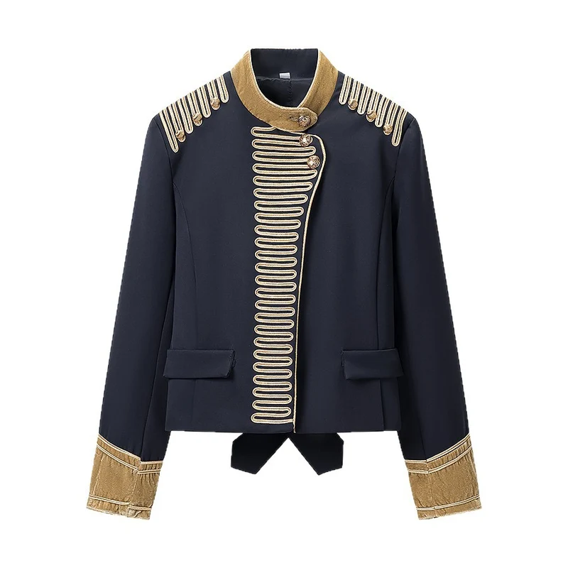 Damen Militärisch inspirierte kurze Gala-Jacke mit Goldverzierung Nord Taschen