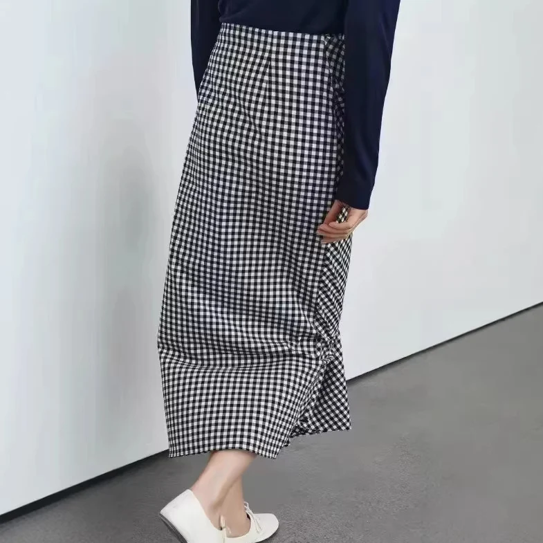Damen Midirock mit Wickeldetail und Vichy-Karos Nord Taschen