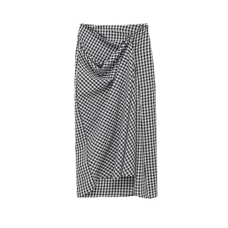 Damen Midirock mit Wickeldetail und Vichy-Karos Nord Taschen