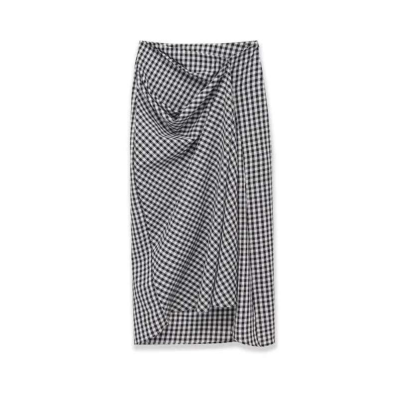 Damen Midirock mit Wickeldetail und Vichy-Karos Nord Taschen