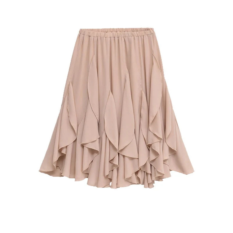 Damen Midirock mit stufigen Volants und elastischem Bund Nord Taschen