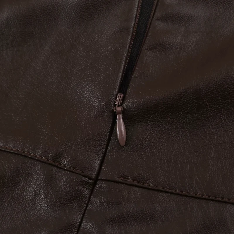 Damen Midirock aus Kunstleder mit hoher Taille und ausgestellter A‑Linie Nord Taschen