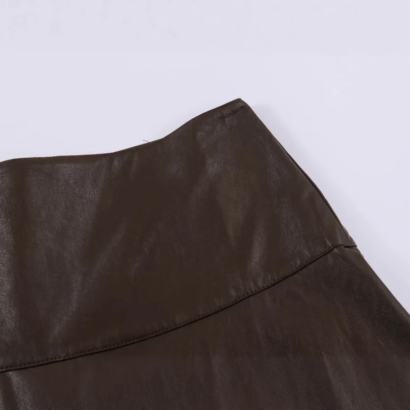Damen Midirock aus Kunstleder mit hoher Taille und ausgestellter A‑Linie Nord Taschen