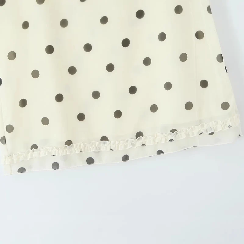Damen Midirock aus fließendem Chiffon mit Polka‑Dot und Volantbesatz Nord Taschen